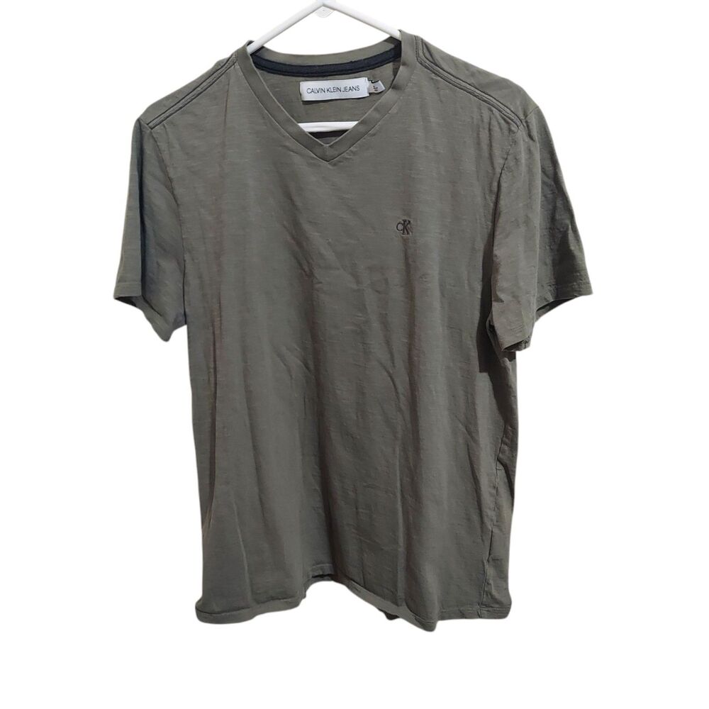 Calvin Klein Jean's Knit Olive Green Short Sleeve Shirt Men's Size M